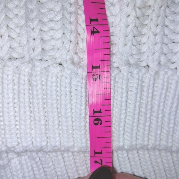 ChicWish Womens Sweater Sz S White Cable Knit Balloon Sleeve Cropped Cozy Casual - Picture 11 of 13